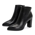 bottines femme en cuir noir