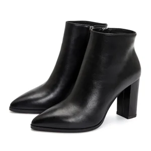 bottines femme en cuir noir