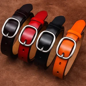 Ceinture Femme en Cuir – Boucle Argentée