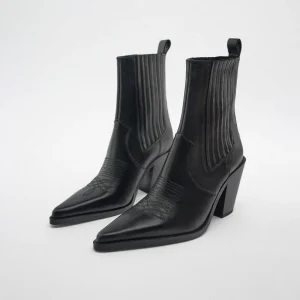 bottines western femme cuir rétro