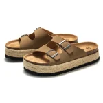 Mules en liège avec talon femme - Marron