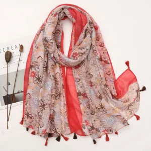 Écharpe foulard Femme Rose -  Fleurs