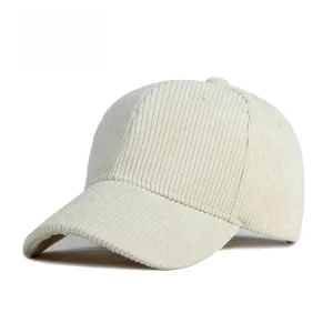 Casquette Femme Baseball - Velours Côtelé - Blanc