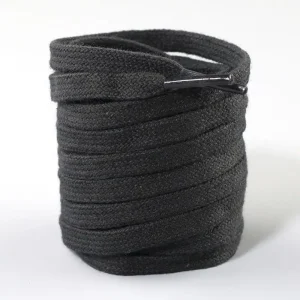 Lacets Plats en Coton pour Baskets - Noir