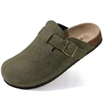Sabot mules pour femme en daim  - Vert