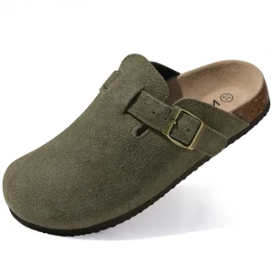 Sabot mules pour femme en daim  - Vert