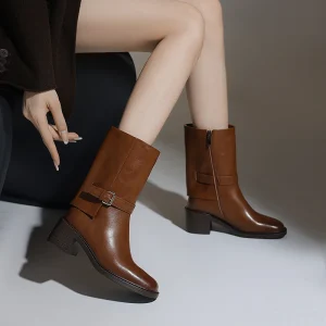 bottines femme en cuir véritable talon