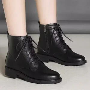 bottines femme en cuir noir