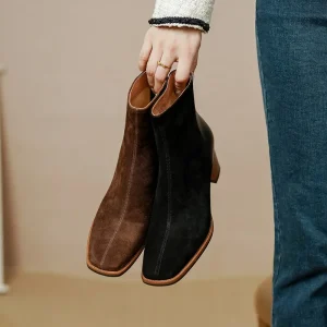 bottines femme suède de veau et cuir