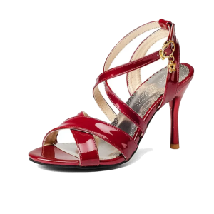 Sandale cuir verni pour femme - Rouge