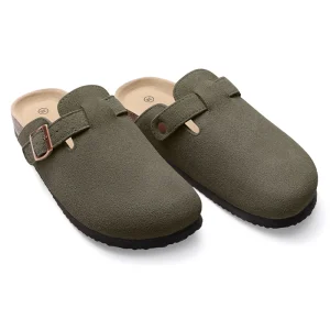 Sabots mules pour homme en daim – Vert