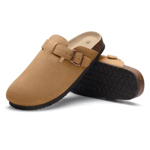 Sabots mules pour homme en daim – Marron