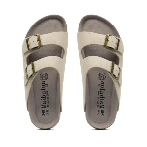 Mules femme avec boucle – Crème