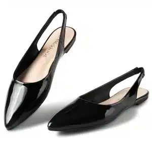 Ballerines Femme verni cuir  –  Noir