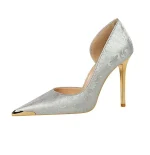 Escarpins femme en satin  - Argent