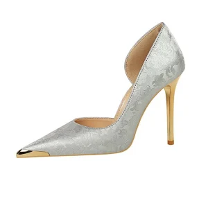 Escarpins femme en satin  - Argent