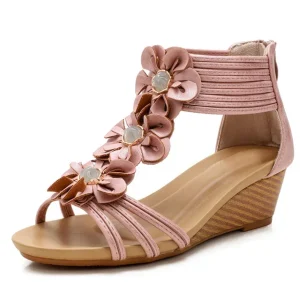 Sandales  à fleurs femme - Rose & Noir