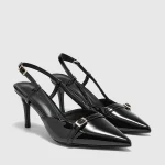 Escarpins femme - Noir verni en cuir