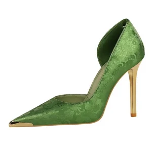 Escarpins femme en satin  - vert