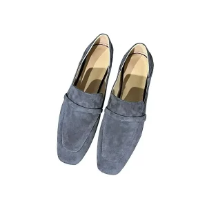 Mocassins femme Cuir de Vache - Gris Bleu