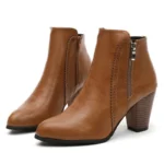 Bottines Femme Rétro Cuir -  élégante Automne