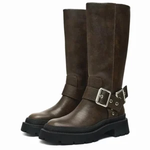 Bottes Cuir Femme Á  Enfiler| Talon Compensé