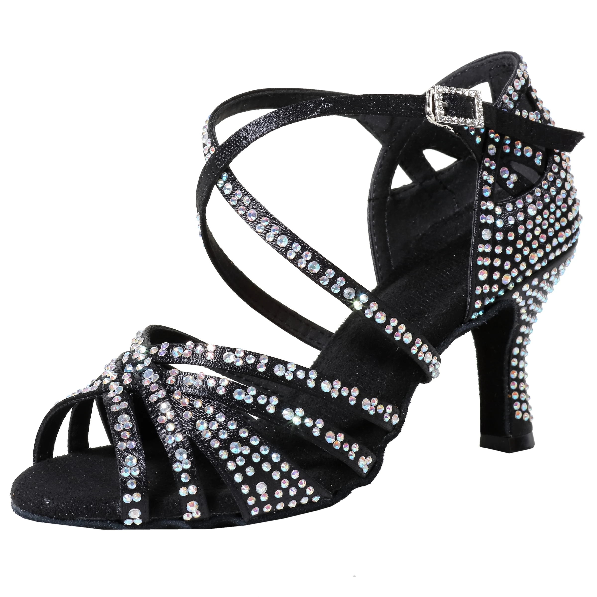 Sandales Femme Haute De Danse Latine Salsa Strass Élégantes – Image 9