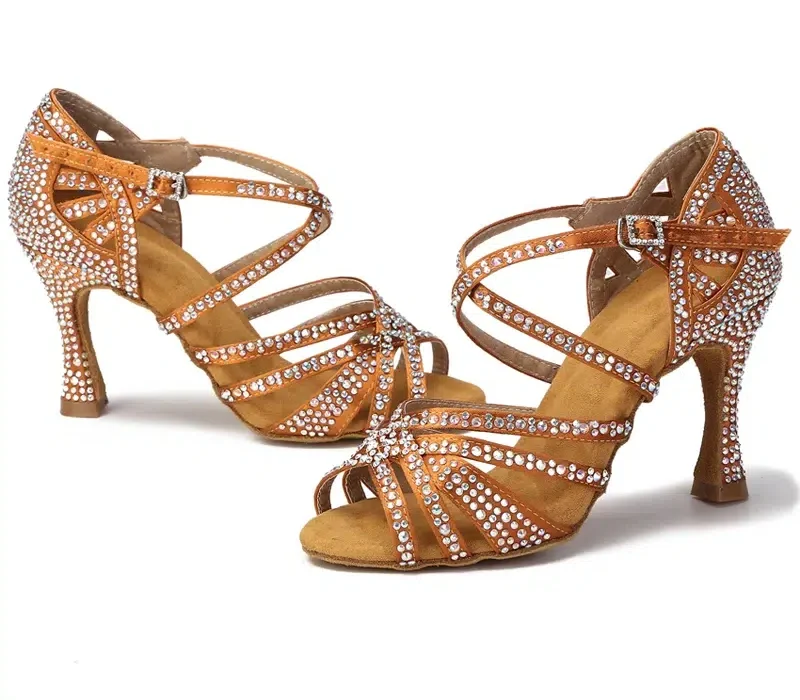 Sandales Femme Haute De Danse Latine Salsa Strass Élégantes – Image 4