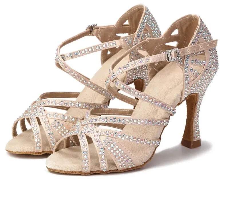 Sandales Femme Haute De Danse Latine Salsa Strass Élégantes – Image 10