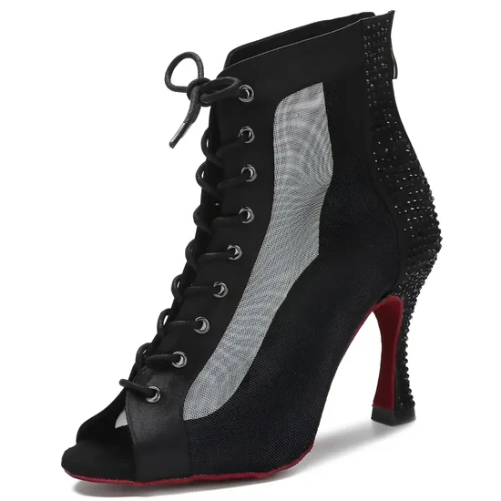 Sandales Bottines À Talons Bout Ouvert À Lacets | De Danse